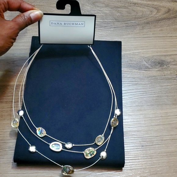 Dana Buchman Silver Tone Abalone Illusion Necklace - Picture 5 of 6